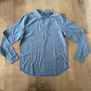 NWT Hollister Epic Flex Mens Lightweight Flannel Slate Blue Classic Minimalist L